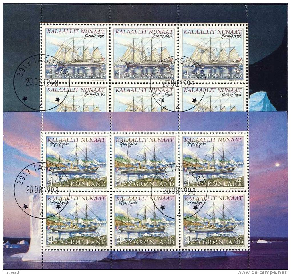 #Greenland 1998. NORDEN. Sailships. Sheetlets From Booklet. Michel 327-28x. Cancelled(o) - Blocks & Kleinbögen