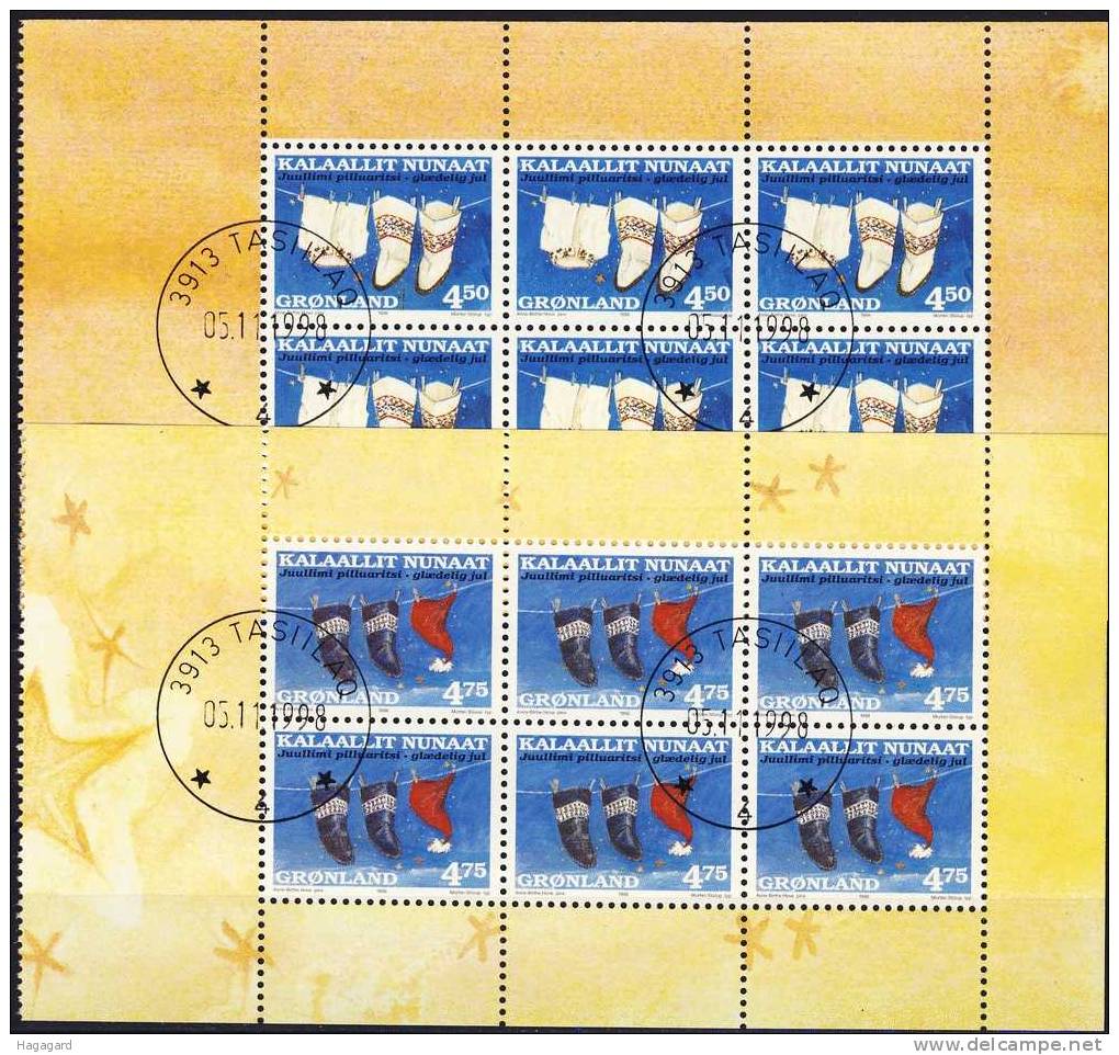 #Greenland 1998. Christmas. Sheetlets From Booklet. Michel 329-30x. Cancelled(o) - Blocks & Sheetlets