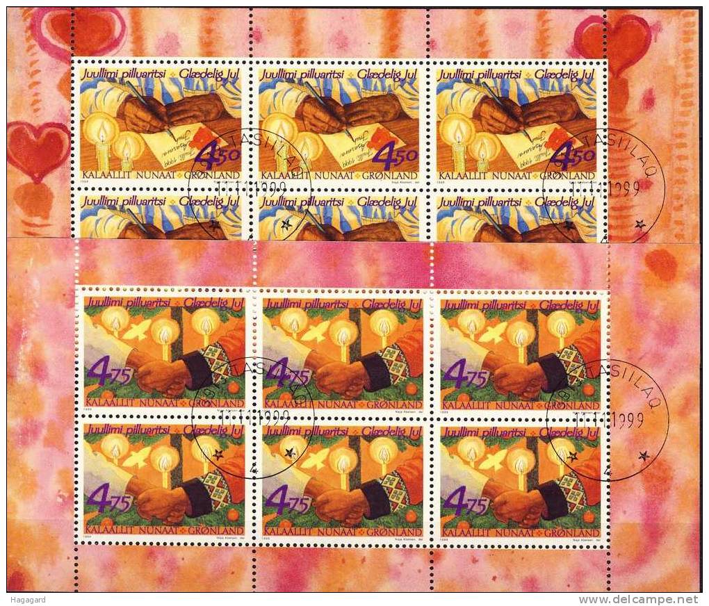 #Greenland 1999. Christmas. Sheetlets From Booklet . Michel 344-45. Cancelled(o) - Blocks & Sheetlets