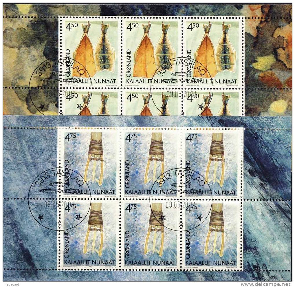 #Greenland 2001. Cultural Heritage. Sheetlets From Booklet 11 . Michel Hbl.21-22. Cancelled(o) - Blocchi
