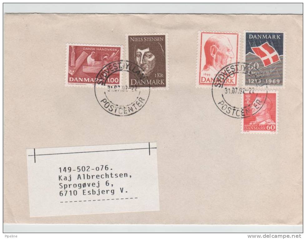 Denmark Cover With More Different Stamps 31-7-1992 - Lettres & Documents