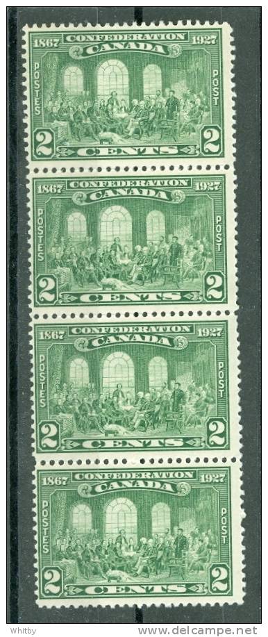 1927 2 Cent Fathers Of Confederation  #142 MNH Strip Of 4 - Unused Stamps