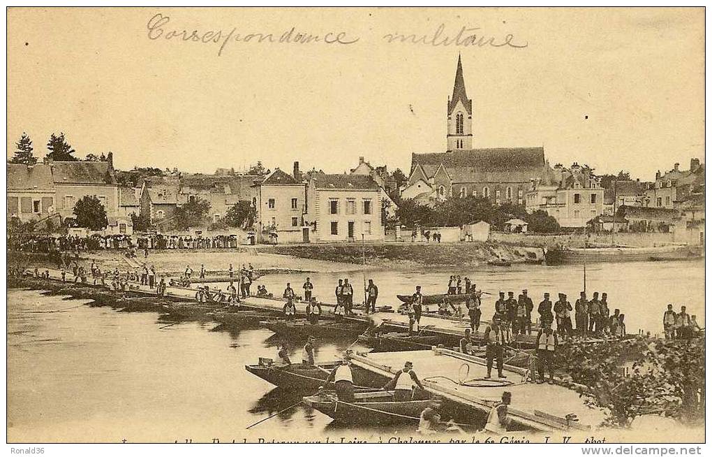 Cp 49 CHALONNES Sur Loire Lancement D'un Pont De Bateaux Sur La Loire Par Le 6 è Régiment Du Génie ( Militaires ) - Chalonnes Sur Loire