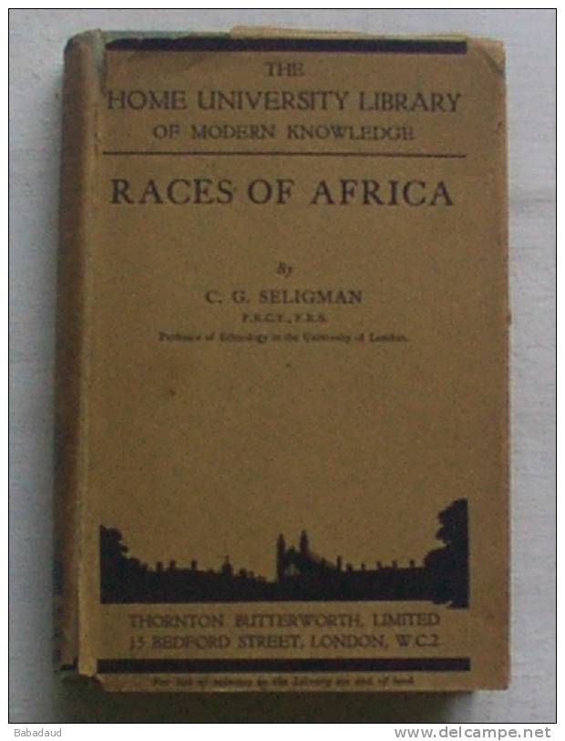 THE RACES OF AFRICA,C.G.SELIGMAN :1930, 1ST, Damaged Dustjacket - Africa