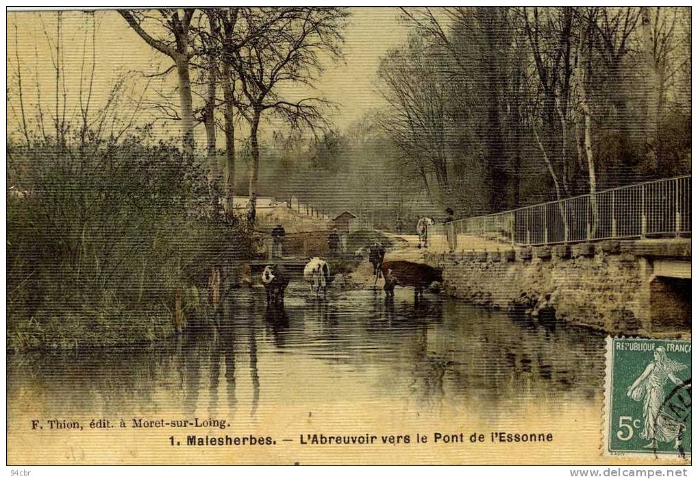 CPA (45) MALESHERBES    L  Abreuvoir Vers Le Pont De L Essonne (edition Toilée) - Malesherbes