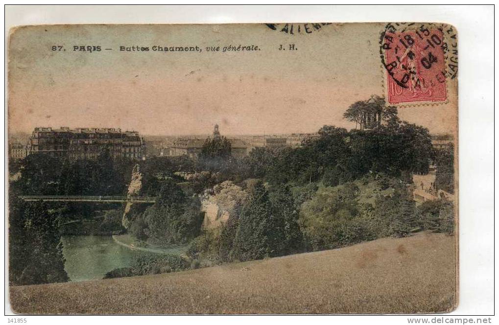 75 PARIS  BUTTES CHAUMONT   Vue Générale   écrite Ref 225 - Arrondissement: 19