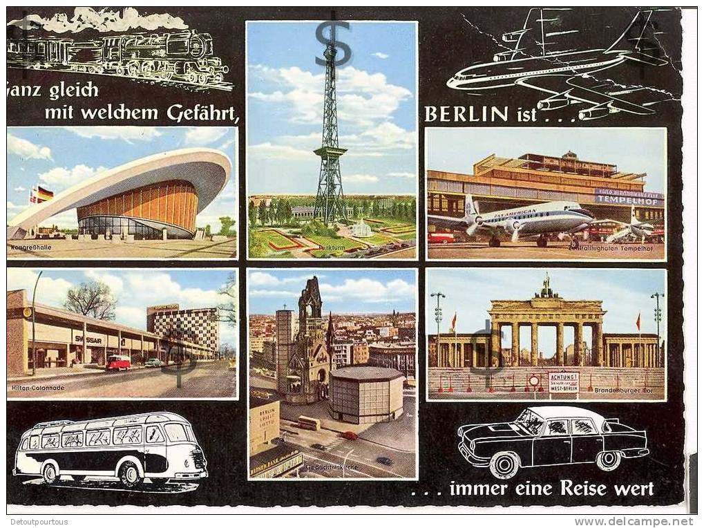 BERLIN : Tempelhof Flughafen  ( Flugzeug Pan American Avion Quadrimoteur ) Kongreshalle Hilton Funkturm  Brandenburger - Tempelhof