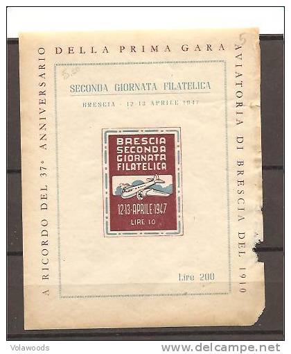 Italia - Foglietto Erinnofilo Nuovo: 37° Anniversario Della Prima Gara Aviatoria Di Brescia Del 1910 - Sonstige (Luft)