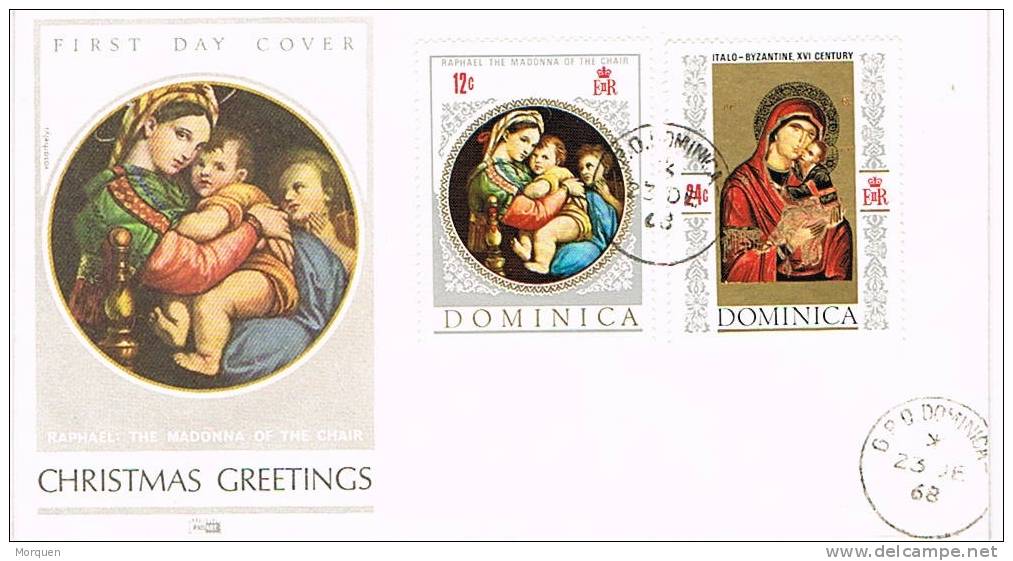 F.D.C. Dominica 1968.  Christmas Greetins. Madonna De Rapahel - Dominique (1978-...)