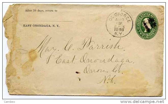 STATIONERY ESAT ONONDAGA NUEVA YOR 9 AGUST 1899 - Lettres & Documents