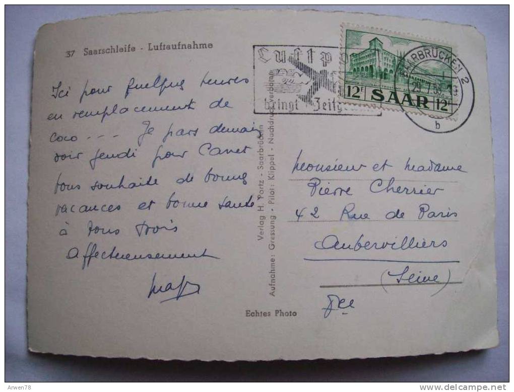 Saarschleife Joli Timbre Beau Cachet  Recto Verso - Sonstige & Ohne Zuordnung