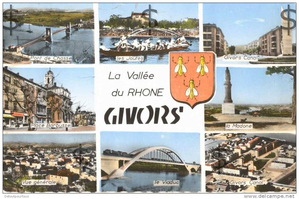 GIVORS Rhône 69 : Multivues Givors Canal Madone Viaduc Place Barbusse Pont De Chasse - Givors