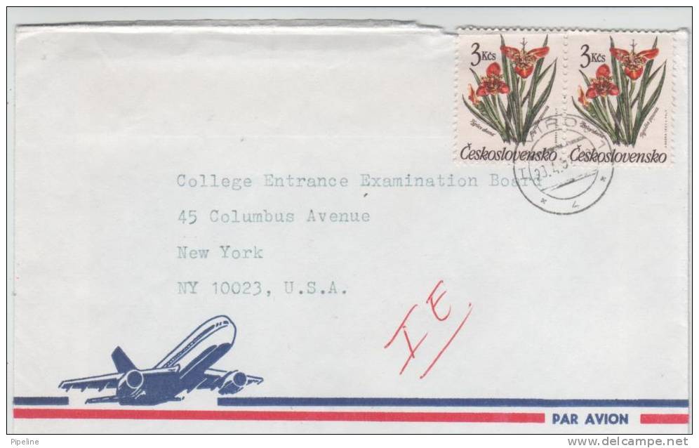 Czechoslovakia Air Mail Cover Sent To USA 29-4-1992 - Luftpost