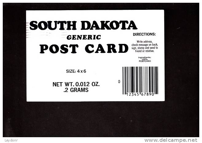 South Dakota Generic Post Card,  South Dakota - Other & Unclassified