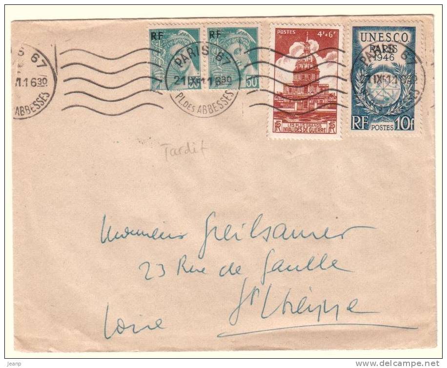 Mercure Yvert 660 Sur Lettre De 1951 (tardif) - 1938-42 Mercure