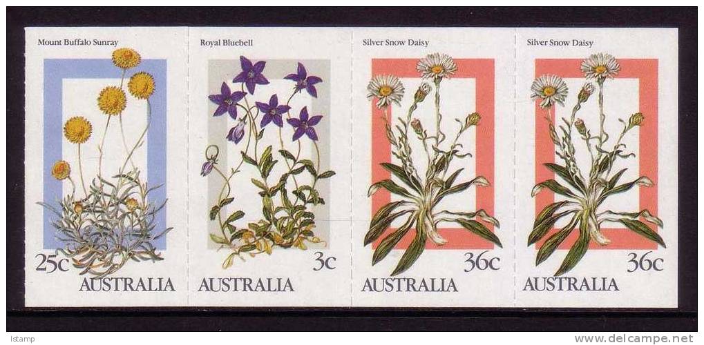 1986 - Australia WILDFLOWERS $1 Booklet Block 4 Stamps MNH - Ungebraucht