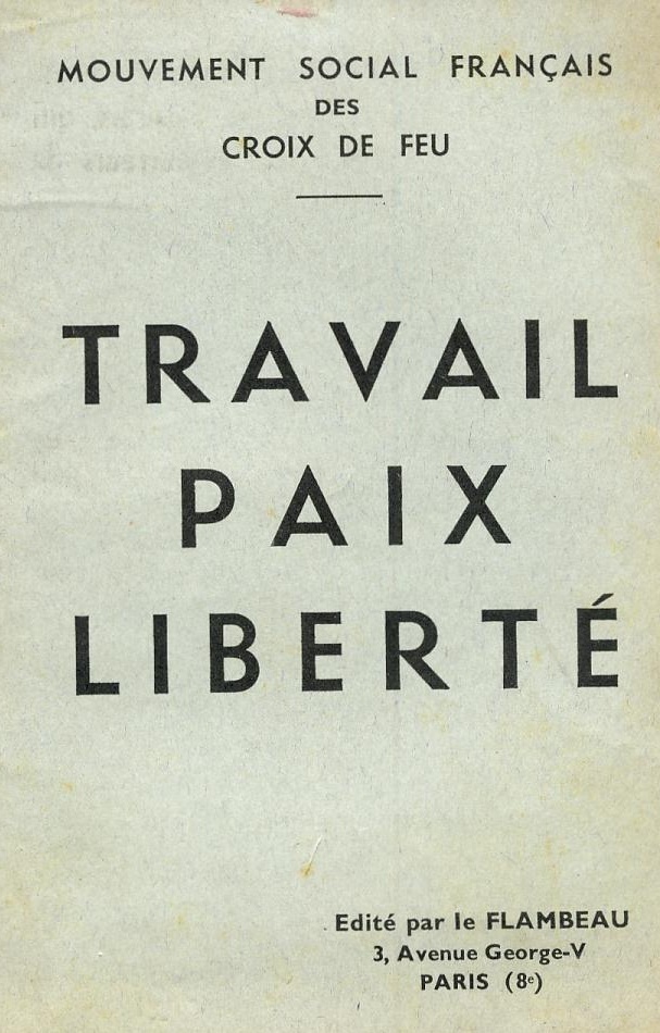 Brochure - Histoire - Avant Guerre 1939-1945 - Programme Social Croix De Feu - Politique - La Rocque - Programmes