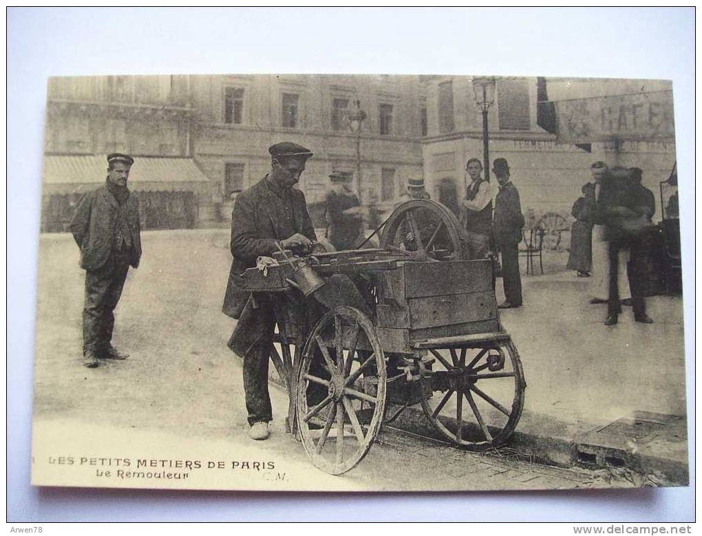 Reproduction !! Les Petits Metiers De Paris Le Remouleur Recto Verso - Petits Métiers à Paris