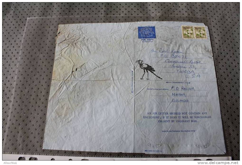 1973 OUGANDA AIR LETTER AEROGRAMME BY AIR MAIL PAR AVION QUI A VOYAGé -LETTRE ECRITE -Who Travelled -  Written Letter - Ouganda (1962-...)