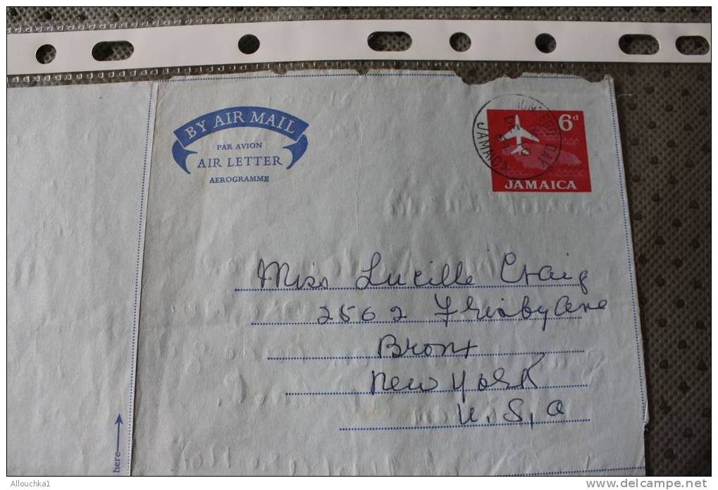 1964 JAMAIQUE AIR LETTER AEROGRAMME BY AIR MAIL PAR AVION QUI A VOYAGé -LETTRE ECRITE -Who Travelled -  Written Letter - Giamaica (1962-...)