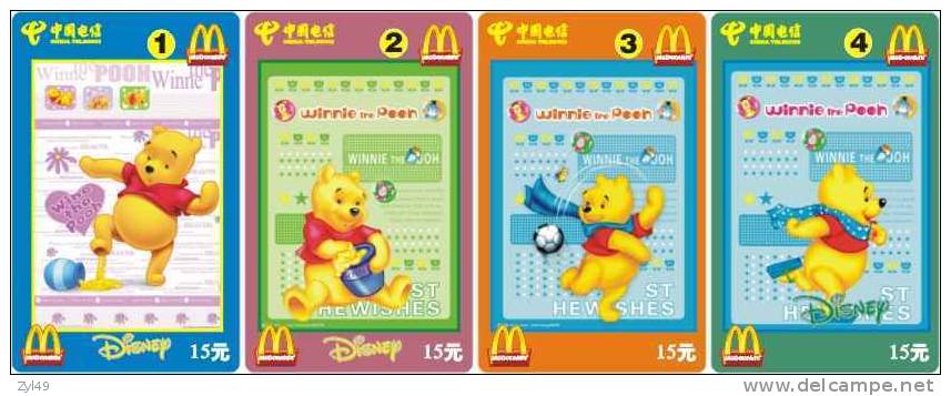 M01165 China Mcdonald´s Disney Winnie The Pooh 4pcs - Alimentation