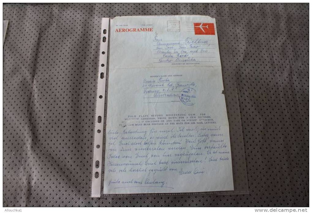 1974 AUSTRALIA  AIR LETTER AEROGRAMME BY AIR MAIL PAR AVION QUI A VOYAGé -LETTRE ECRITE -Who Travelled - Written Letter - Aerogramas