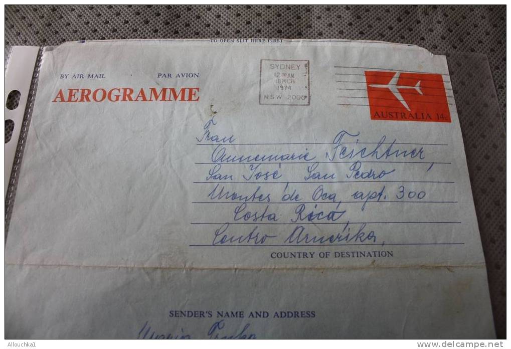 1974 AUSTRALIA  AIR LETTER AEROGRAMME BY AIR MAIL PAR AVION QUI A VOYAGé -LETTRE ECRITE -Who Travelled - Written Letter - Aerograms