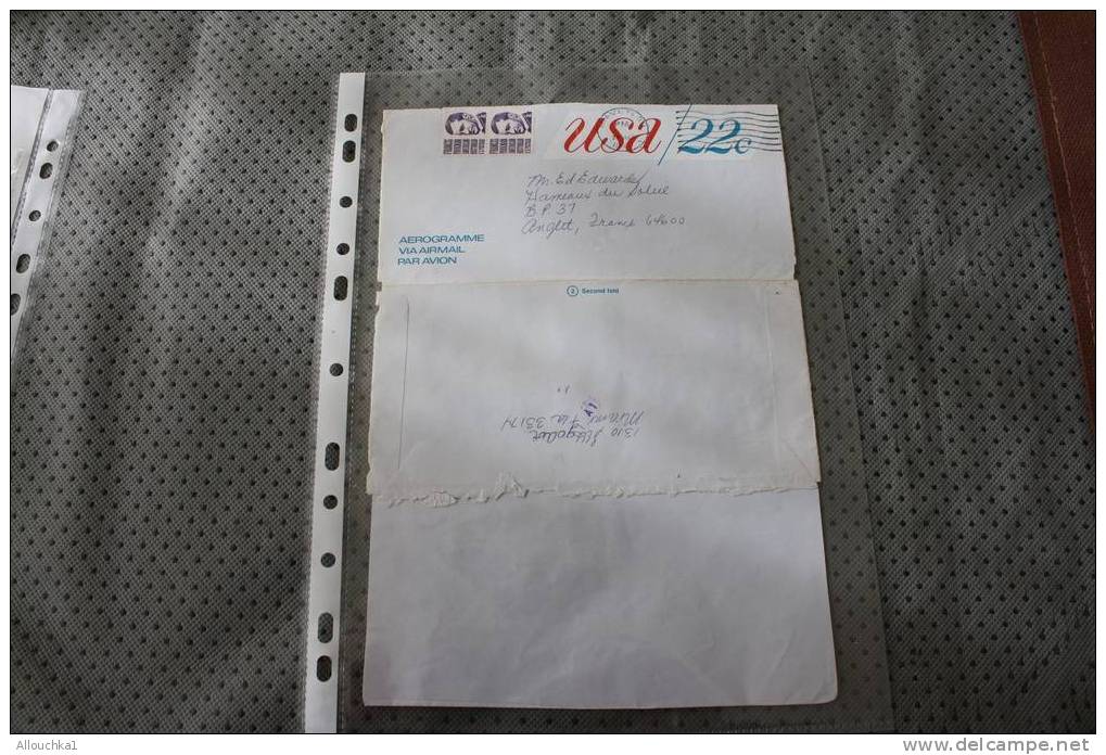 1976 USA ETATS UNIS D'AMERIQUE AIR LETTER AEROGRAMME BY AIR MAIL PAR AVION QUI A VOYAGé-Who Travelled - Written Letter - 3c. 1961-... Storia Postale