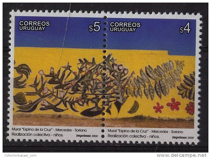 URUGUAY Sc#1862 MNH STAMP PAIR Painting Cactus Mural - Cactusses