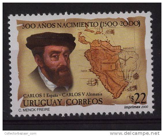 URUGUAY Sc#1888 MNH STAMP Spanish Emperor Charles V Map - American Indians