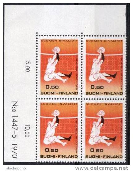 1970 Finland  - Volleyball  Sitting Volley  -   ** Bloc 4 Stamps - Volley-Ball