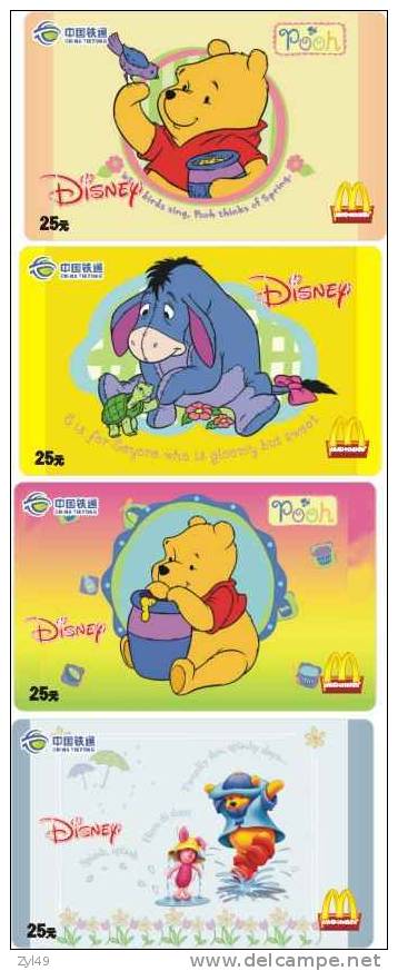 M01190 China Mcdonald's Disney Winnie The Pooh 4pcs - Alimentación