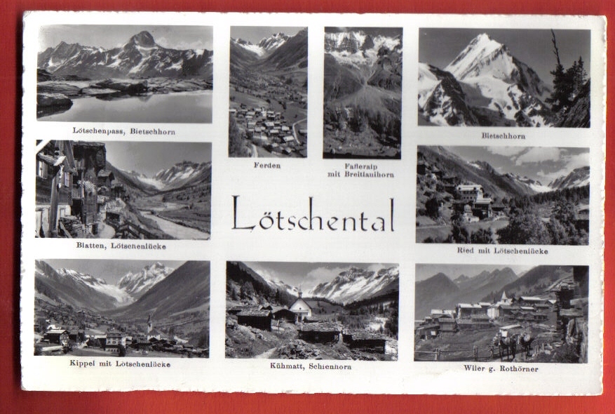 V145 Multi-vues Lötschental,Blatten,Kippel,Kühmatt,Wiler,Ried,Ferden,Fafleralp.Cachet 1965.Klopfenstein 4096 - Blatten