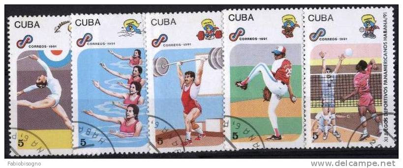 1991 Cuba - Volleyball Baseball Atletic Swimming Gymnastic - USED - Volleyball