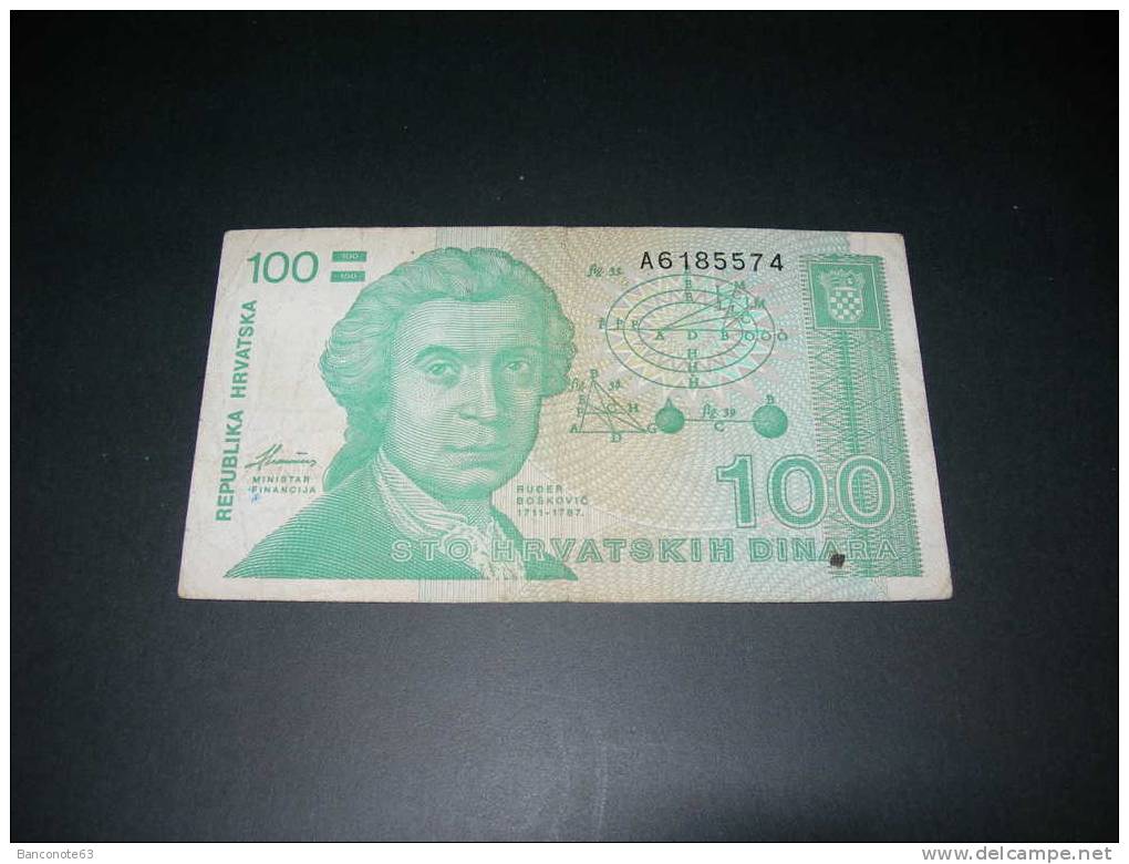 Croazia. 100 Dinars 1991.  BB+ - Croazia