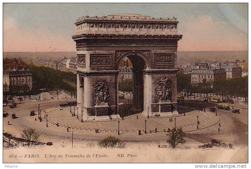 Paris France - Arc De Triomphe - Colorisée - Animée - Neuve - Voir Scan Recto Verso - Arc De Triomphe