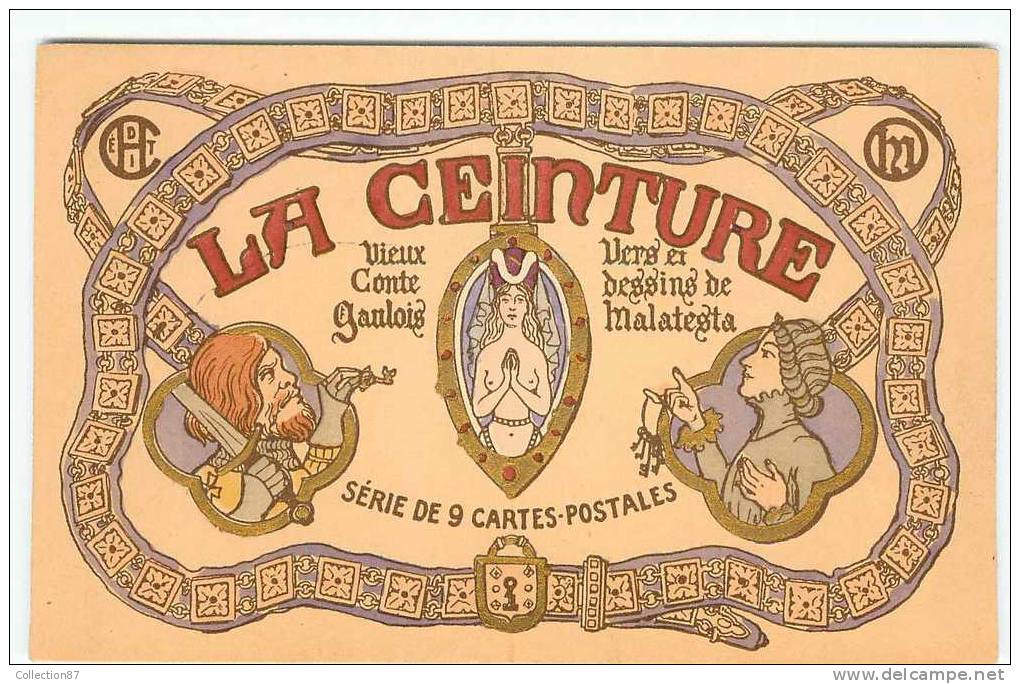 ILLUSTRATEUR MALATESTA -SERIE De 10 CARTES Sur La CEINTURE De CHASTETE - EROTIQUE - FEMME De ROI -RARE & INEDIT Sur SITE - Autres & Non Classés