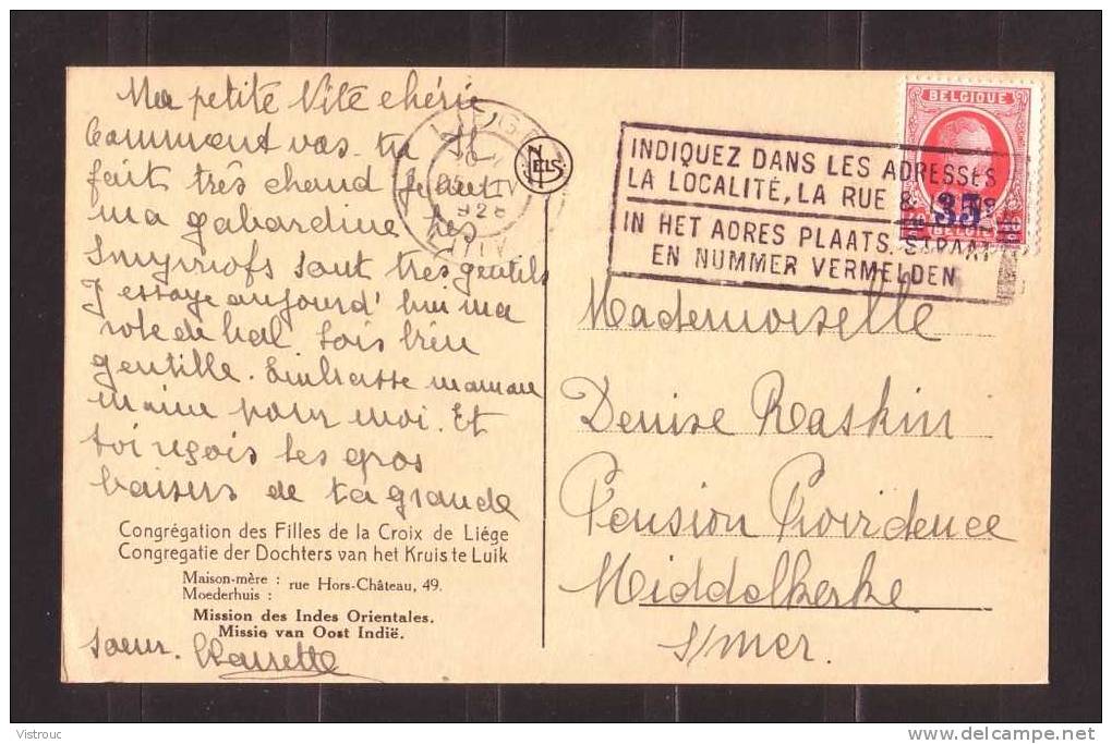 Mission Des Indes Orientales - Congrégation Des Flilles De La Croix LIEGE - Circulé - Circulated - Gelaufen - 1928. - Missie