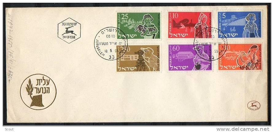 ISRAELE - ISRAEL - 1955 - 20° ANN. DELLA "GIOVANE ALIYAH" - YT 86/91 FDC - FDC