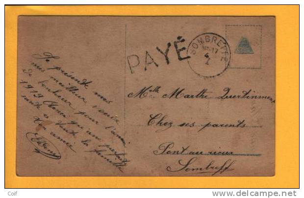 Kaart Met Stempel SOMBREFFE Met Stempel  PAYE Als Nood Gebruikt - Fortune Cancels (1919)