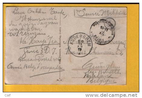 Kaart Met Stempel PMB 12/12/1919, Met Als Aankomst AUDERGHEM - Brieven En Documenten