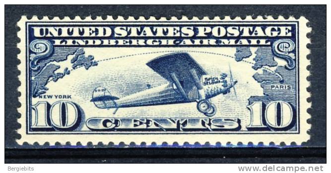 1927  United States  Airmail MH 10 Cents "  LINDBERGS PLANE " - 1b. 1918-1940 Unused