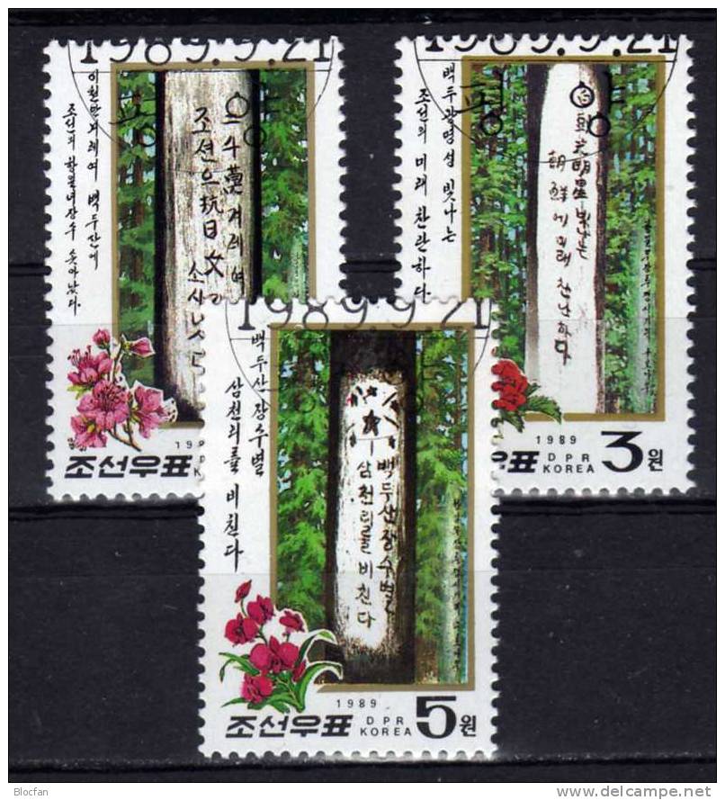 Anti-Japan-Losungen Auf Bäumen 1944 Korea 3056/8 Plus Paar O 54€ Baum Mit Inschriften Flora Forest Set Bf Corea Coree - Korea (...-1945)