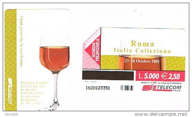 TELECOM ITALIA  - CAT. C.& C  F3513  - ROMA: ITALIA COLLEZIONA 2001 ( VINO ROSSO )  -   USATA - Pubbliche Speciali O Commemorative