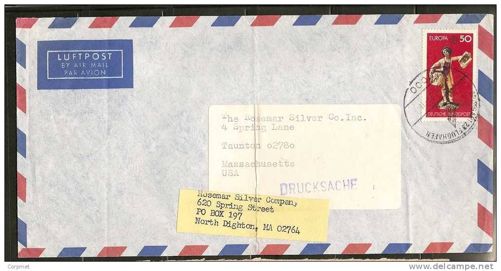 EUROPA-CEPT - VF GERMANY 1977 COVER STUTTGART To MASSACHUSETTS - FWD COVER - 1977