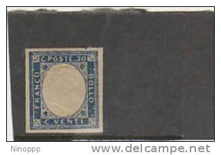 Italy-1861 20c Blue Not Issued Mint Hinged - Sardinia