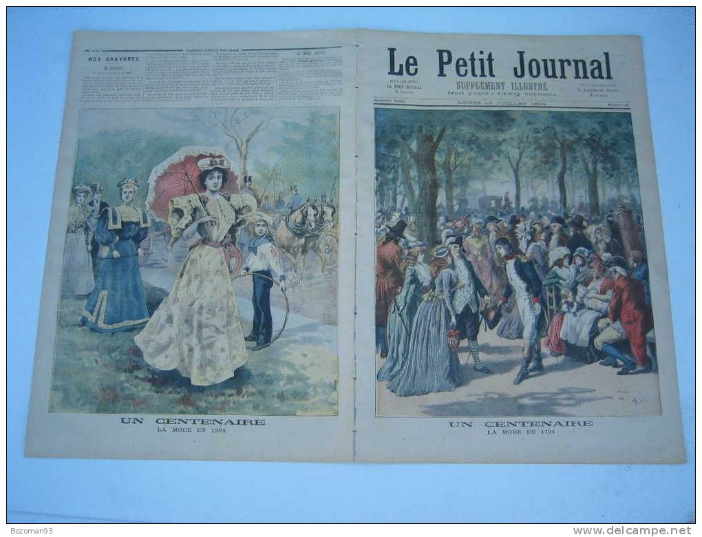 LE PETIT JOURNAL N° 0191  16/07/1894 LA MODE EN 1794 + LA MODE EN 1894 - Le Petit Journal