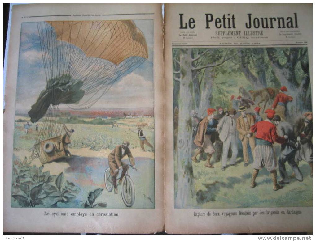 LE PETIT JOURNAL N° 0196 DU 20/08/1894 BRIGANDS EN SARDAIGNE + AEROSTATION ET CYCLISTE - Le Petit Journal