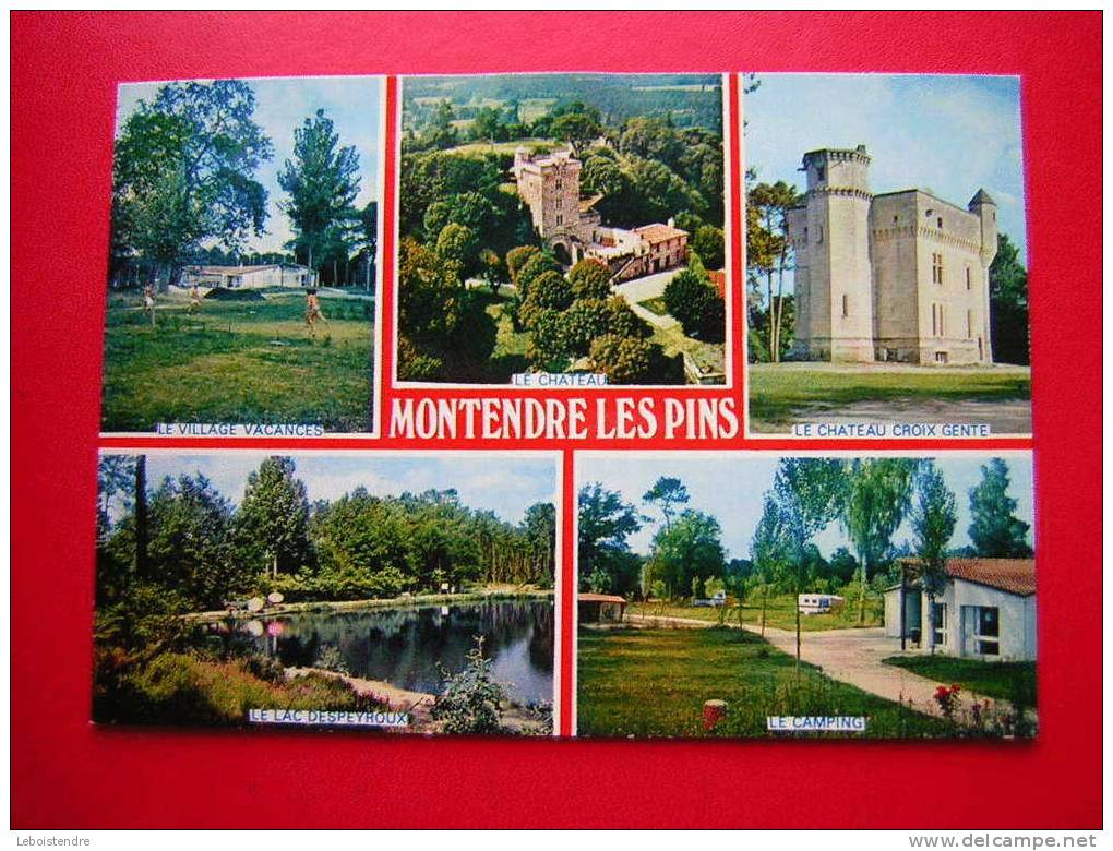 CPM -17 CHARENTE MARITIME-MONTENDRE LES PINS-LE VILLAGE VACANCES-LE CHATEAU CROIX GENTE-LE LAC DESPEYROUX-LE CAMPING-BEG - Montendre