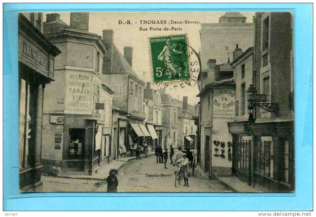 B - 79 - THOUARS - Rue Porte De Paris - Café - Tabac - Coiffeur - NOUZILLE LOUIS - - Thouars